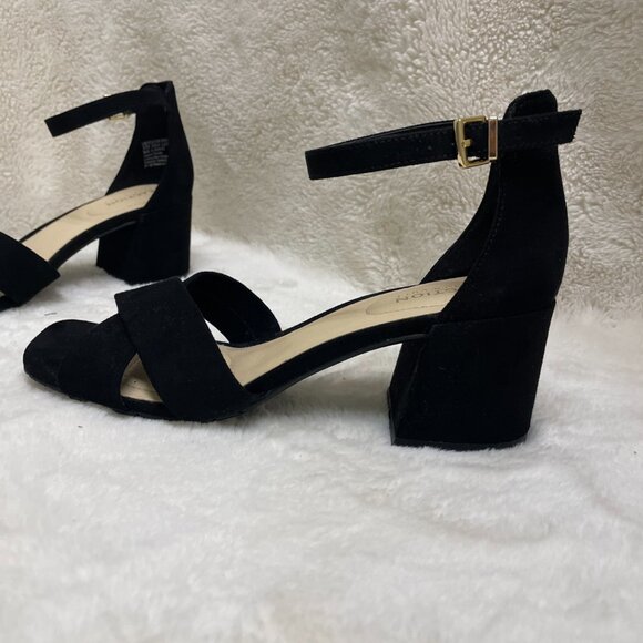 Kennth Cole Women's Black, faux suede, ankle strap, squared toe, 2" heels - Picture 4 of 10